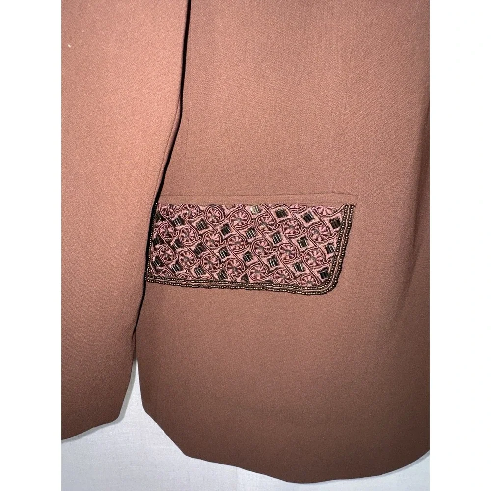NEW JOHN MEYER Collection Women's‎ Suit Sz 18 Blazer Pants Brown Trousers Beaded